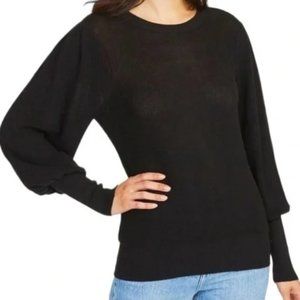 HALOGEN Poof Balloon Sleeve Black Knit Top Blouse Womens Medium